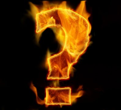 question, question mark, fire